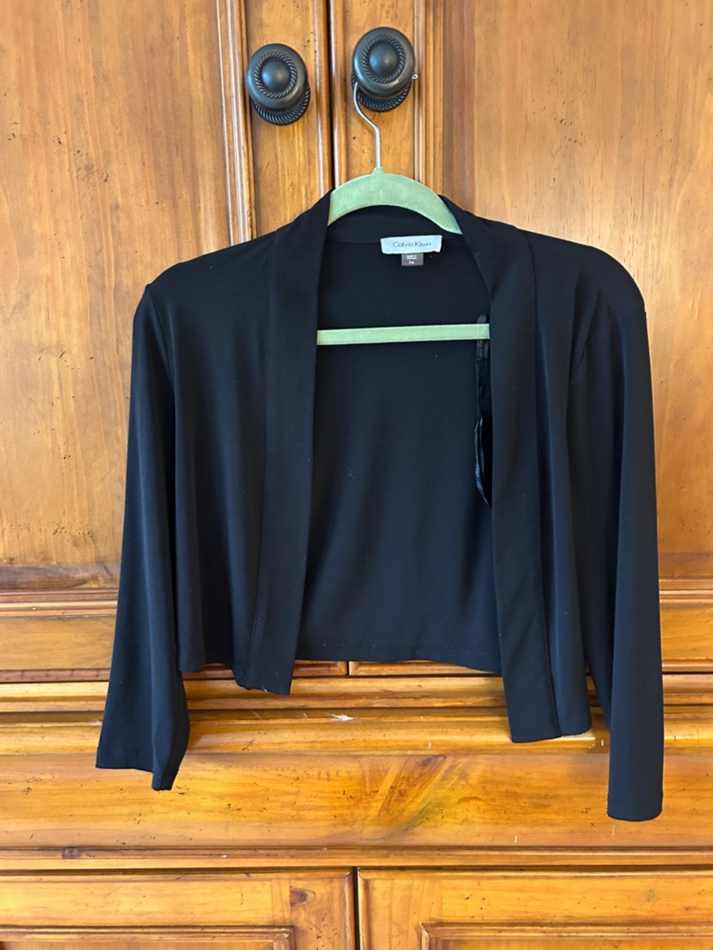 Calvin Klein Black Open-Front Cropped Blazer Jacket